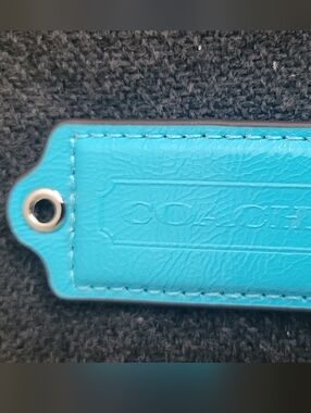 New Coach Turquoise Leather Bag Tag with Silver Grommet